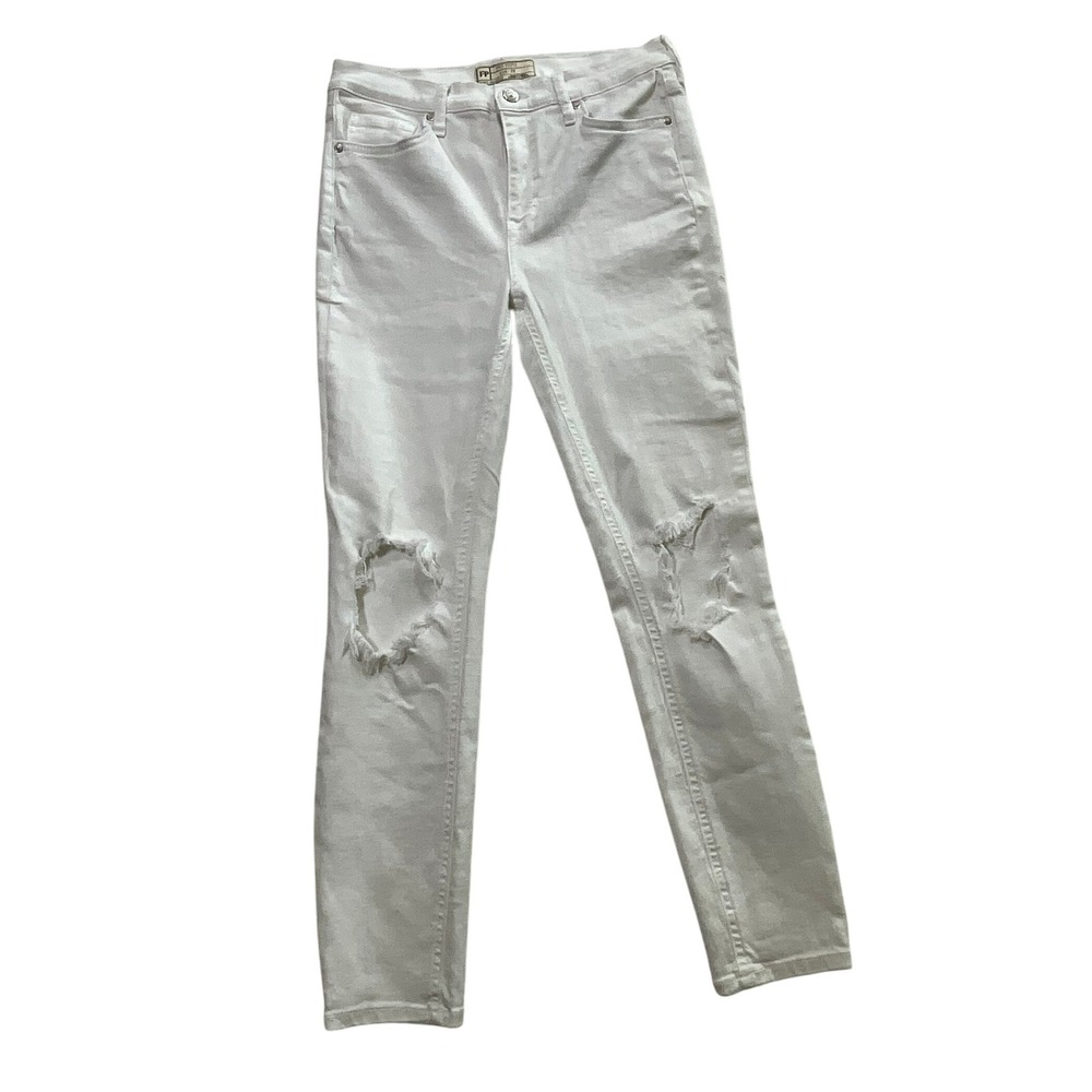 Free People White Distressed‎ High Rise Skinny Jeans Women Size 29